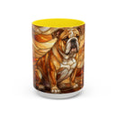 Amber Bulldog Stained Glass Style Mug