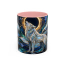 Moonlit Howl Wolf Stained Glass Style Mug