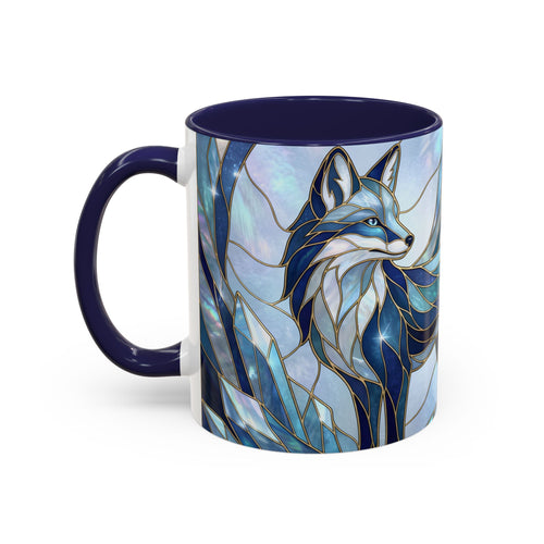 Icy Blue Fox Stained Glass Style Mug