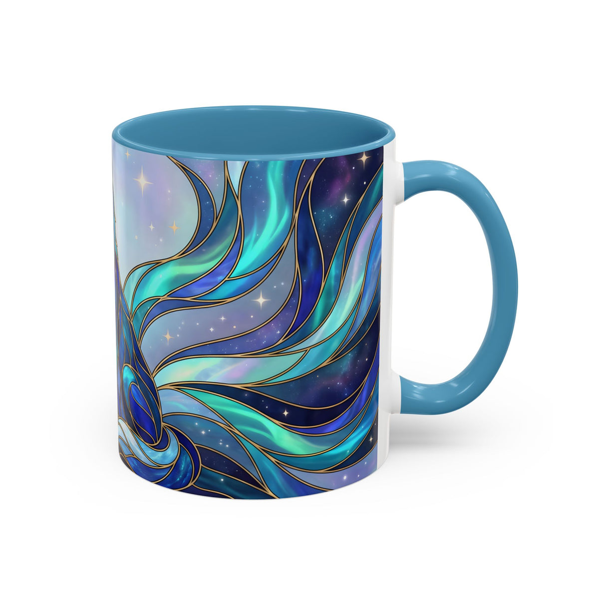 Aurora Wolf Stained Glass Style Mug