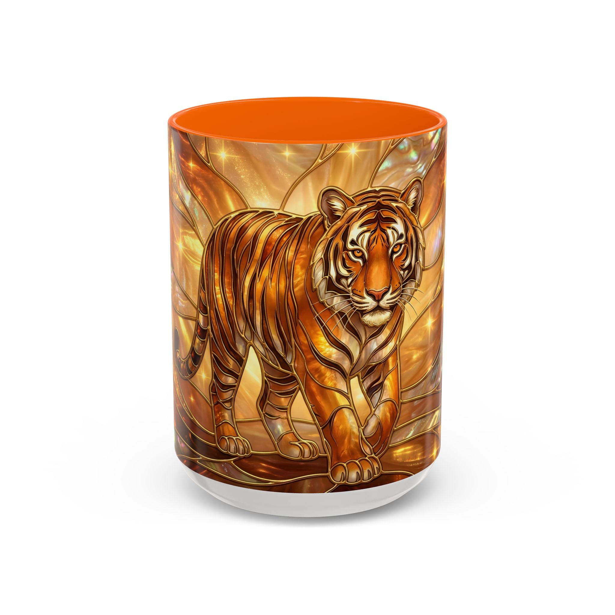 Golden Tiger Stained Glass Style Mug