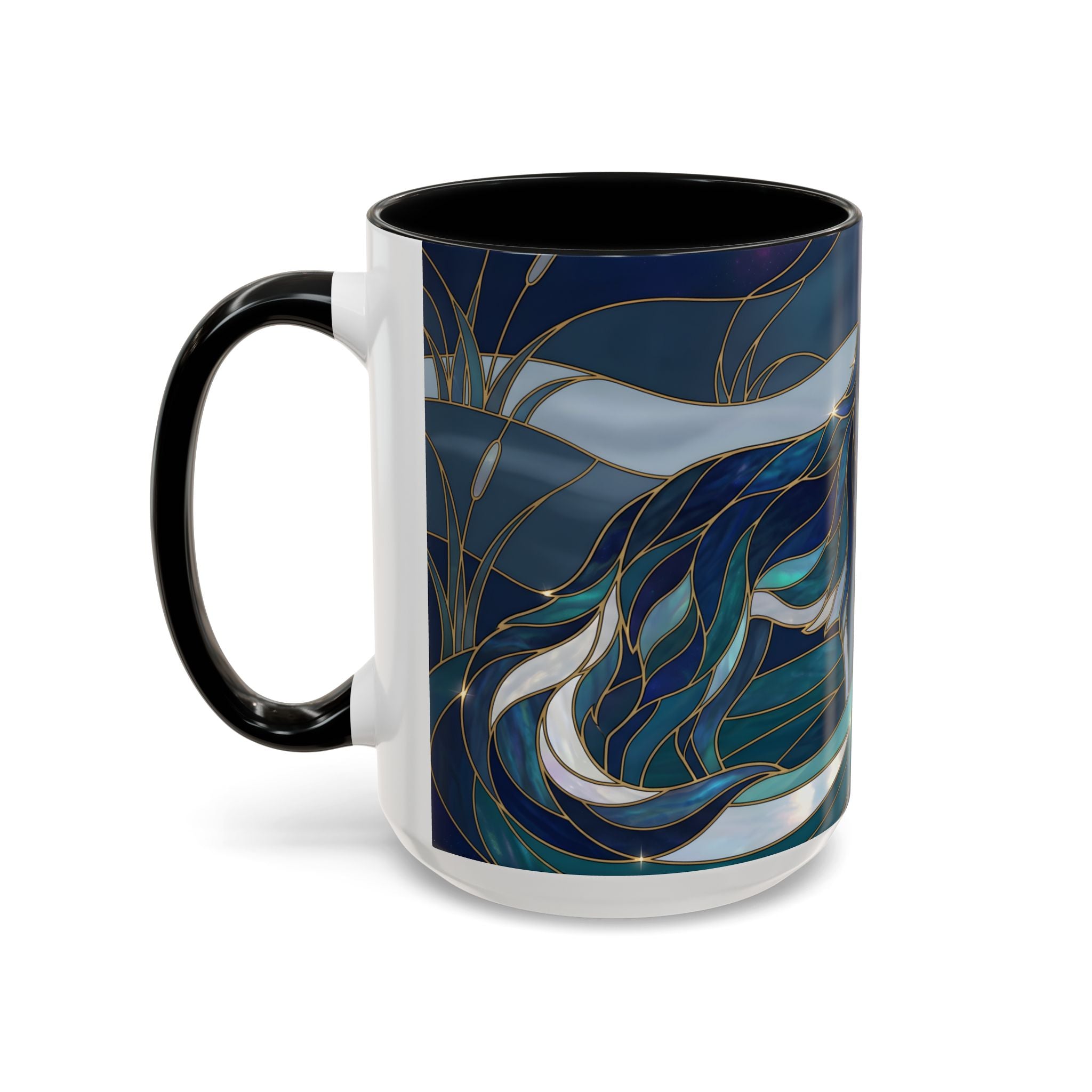 River Moon Wolf Stained Glass Style Mug