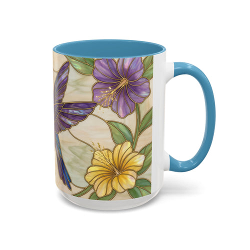 Garden Bloom Hummingbird Stained Glass Style Mug