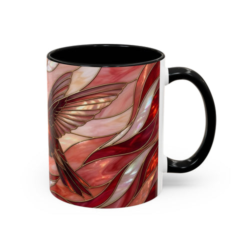 Scarlet Bloom Hummingbird Stained Glass Style Mug