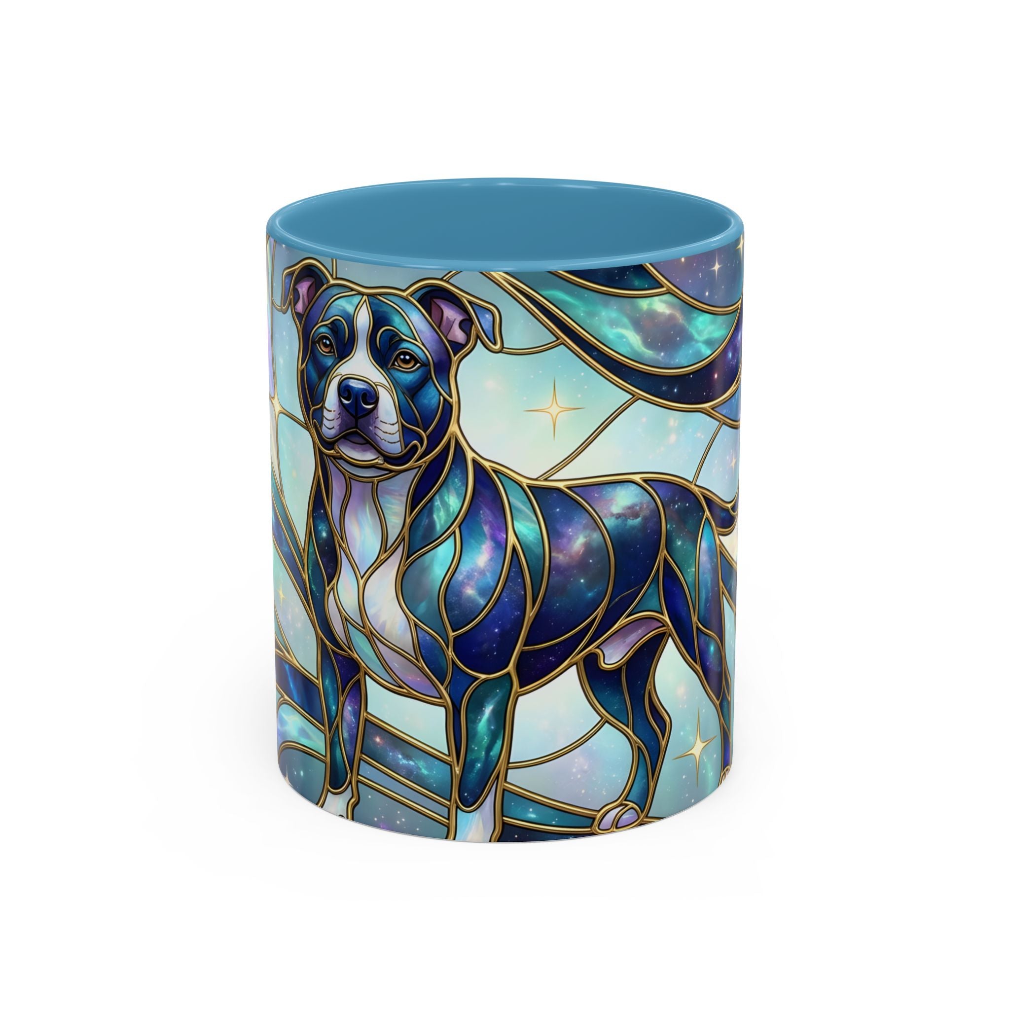 Teal Galaxy Staffy Stained Glass Style Mug