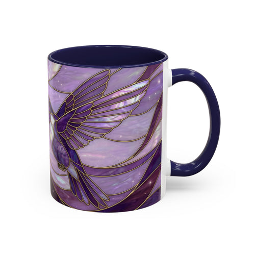 Purple Bloom Hummingbird Stained Glass Style Mug