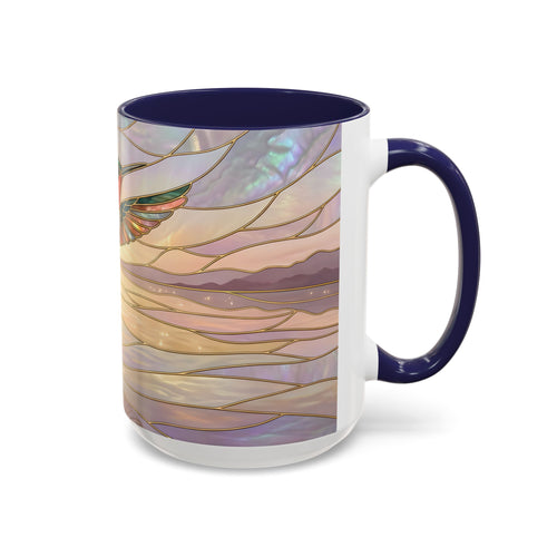 Serene Horizon Hummingbird Stained Glass Style Mug