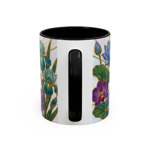 Floral Peacock Stained Glass Style Mug