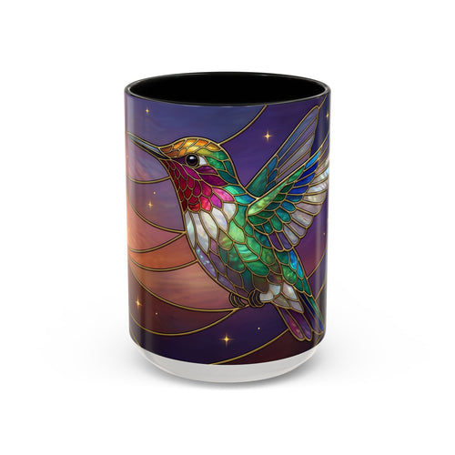 Sunset Sky Hummingbird Stained Glass Style Mug