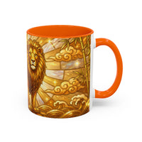 Golden Sakura Lion Stained Glass Style Mug