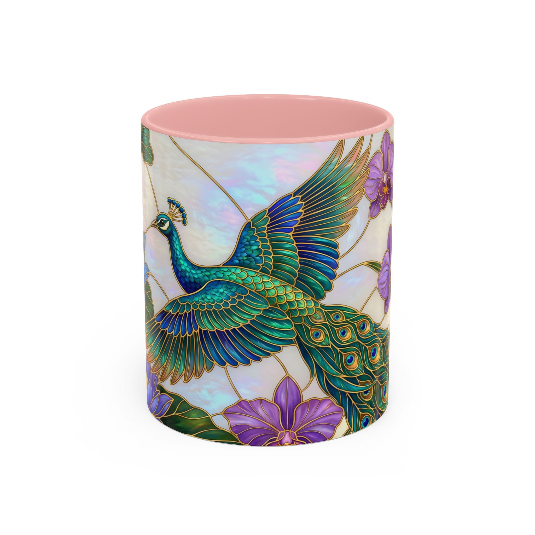 Flying Peacock Stained Glass Style Mug