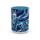 Cobalt Wolf Family Stained Glass Style Mug