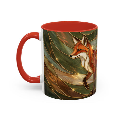 Olive Glow Fox Stained Glass Style Mug