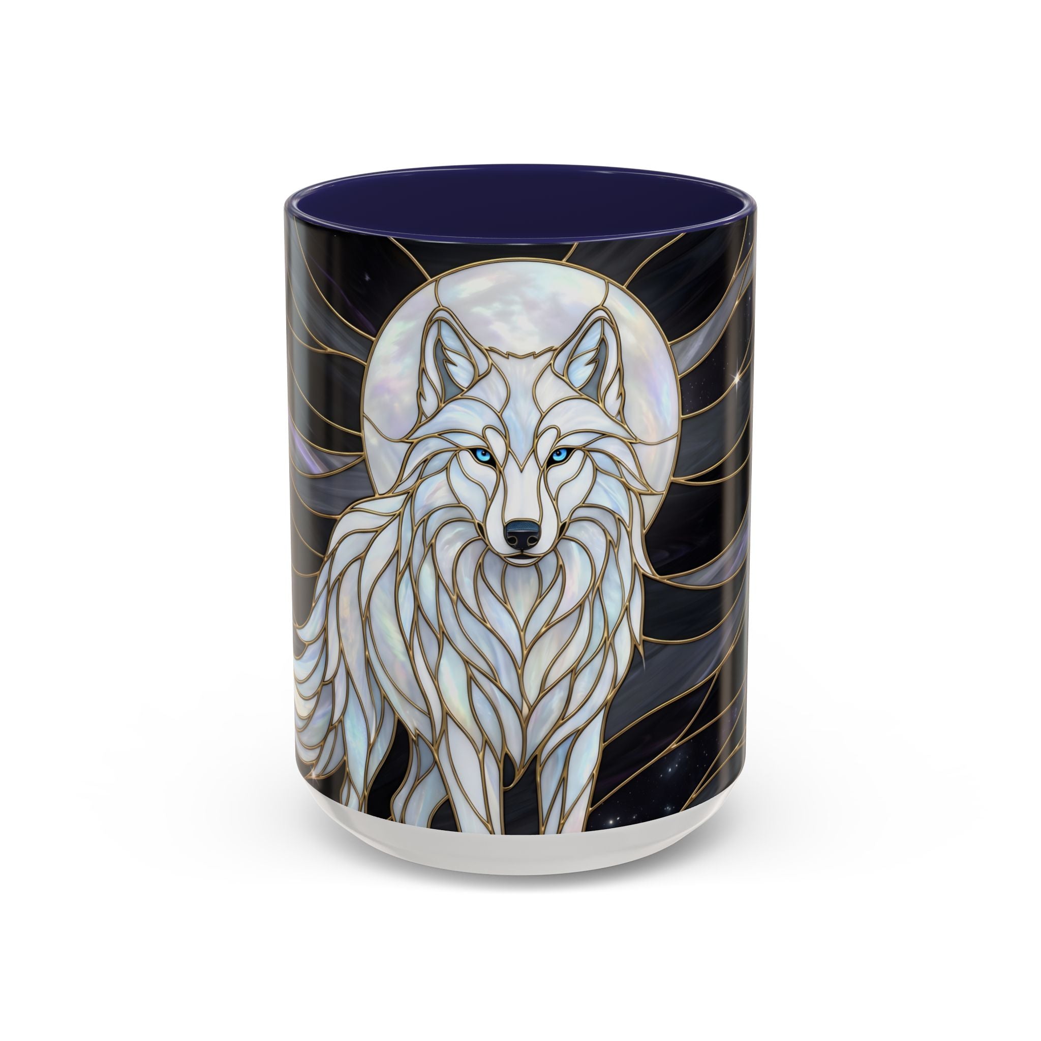 Night Wolf Stained Glass Style Mug