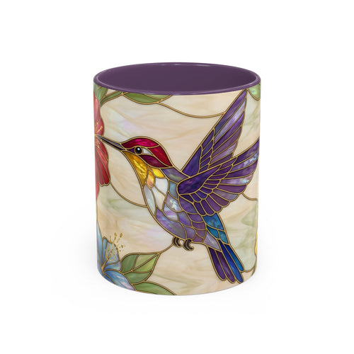 Garden Bloom Hummingbird Stained Glass Style Mug