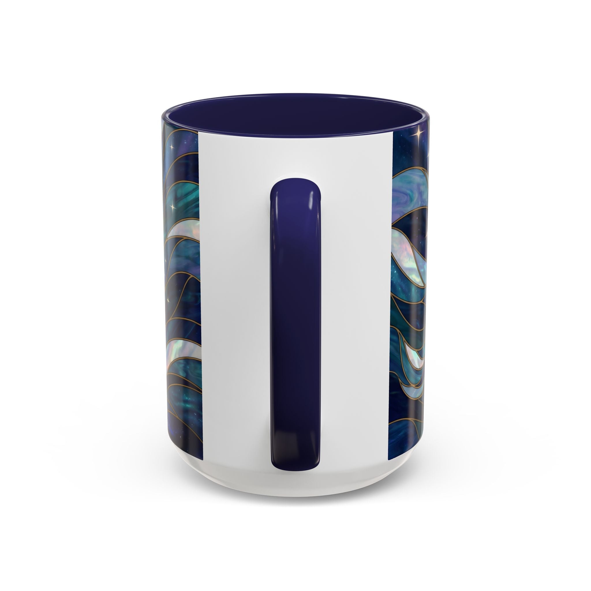 Celestial Blue Wolf Stained Glass Style Mug