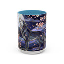 Night Sakura Wolf Stained Glass Style Wolf Coffee Mug