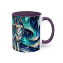 Northern Glow Wolf Stained Glass Style Mug