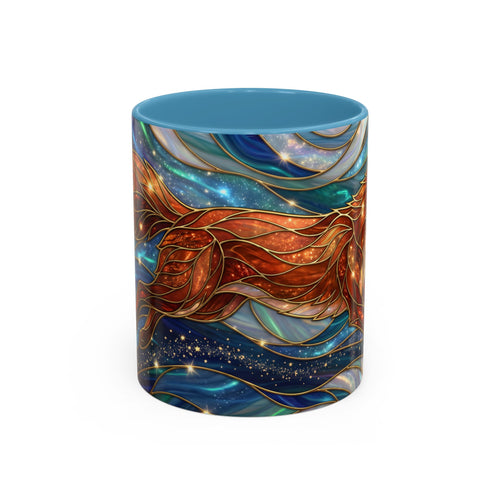 Celestial Running Fox Stained Glass Style Mug