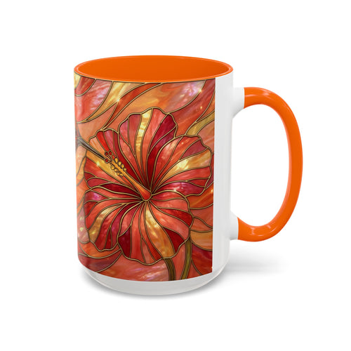 Hibiscus Glow Hummingbird Stained Glass Style Mug