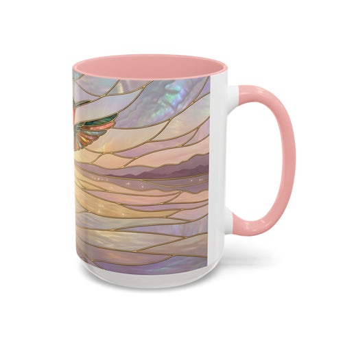 Serene Horizon Hummingbird Stained Glass Style Mug