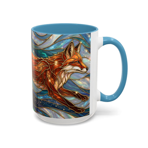 Celestial Running Fox Stained Glass Style Mug