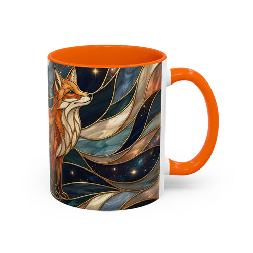 Celestial Night Fox Stained Glass Style Mug