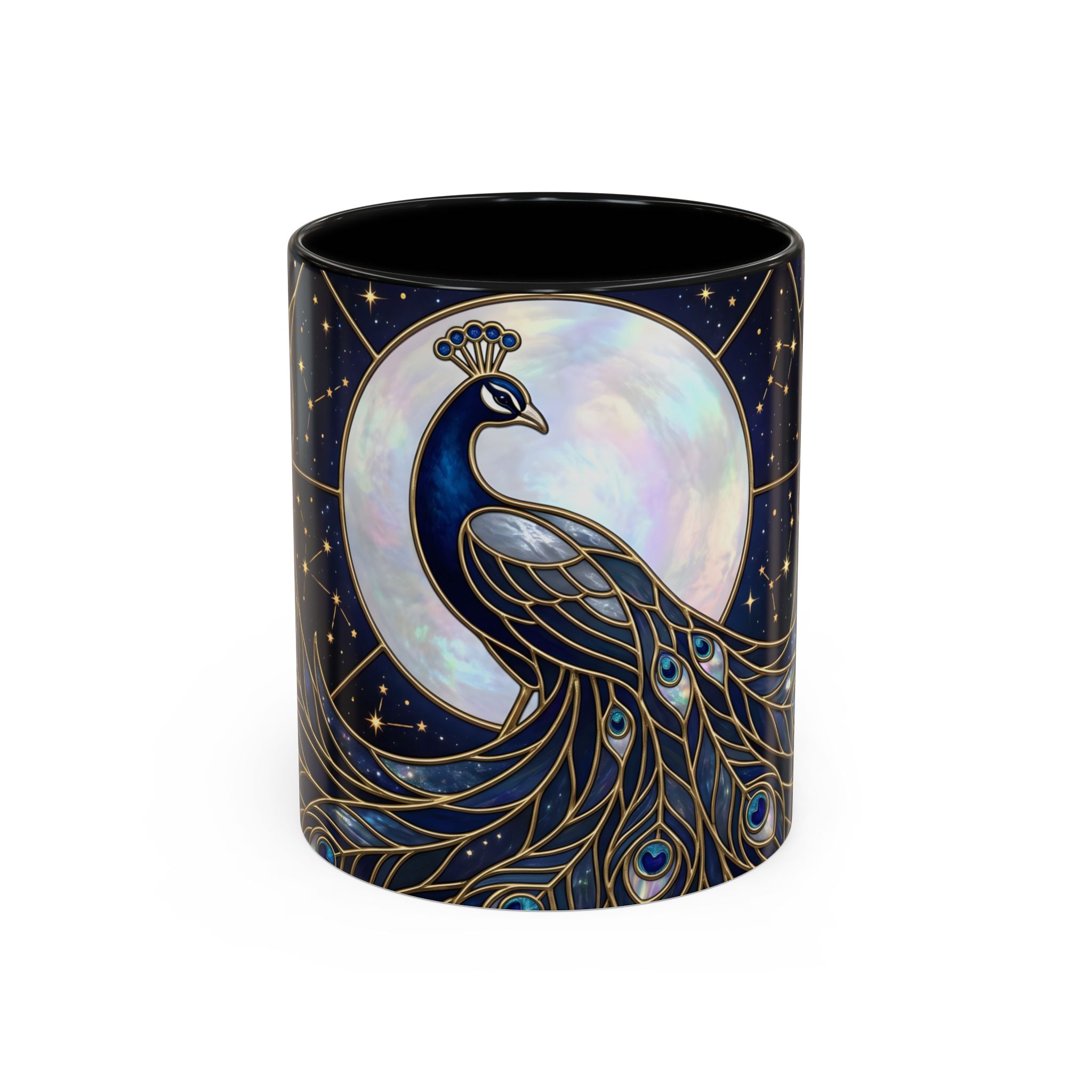 Moonlit Peacock Stained Glass Style Mug
