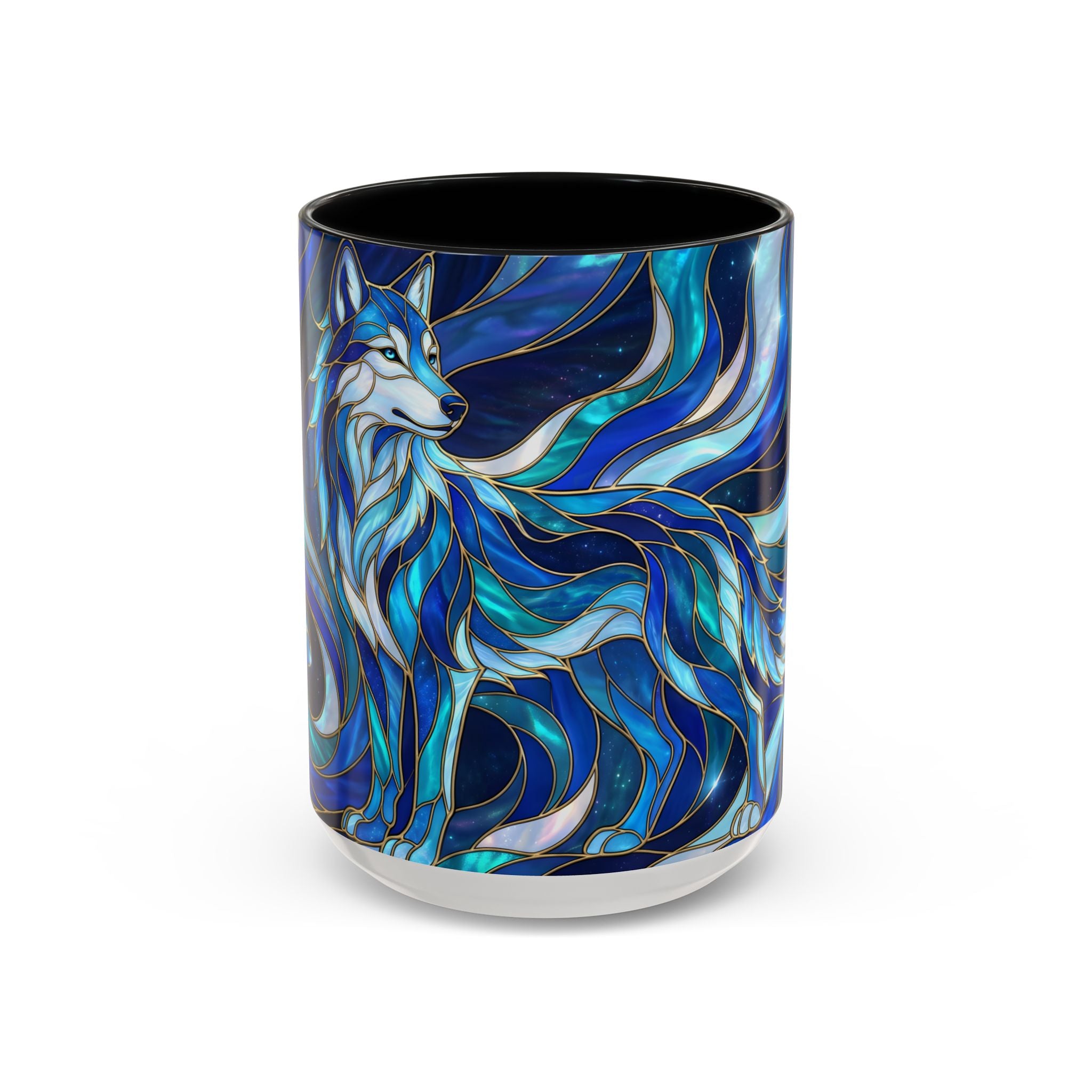 Cobalt Wolf Stained Glass Style Mug