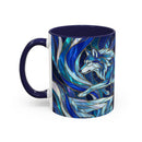 Cobalt Wolf Run Stained Glass Style Mug