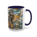 Blue Glow Yorkshire Terrier Stained Glass Style Mug