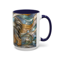 Blue Glow Yorkshire Terrier Stained Glass Style Mug