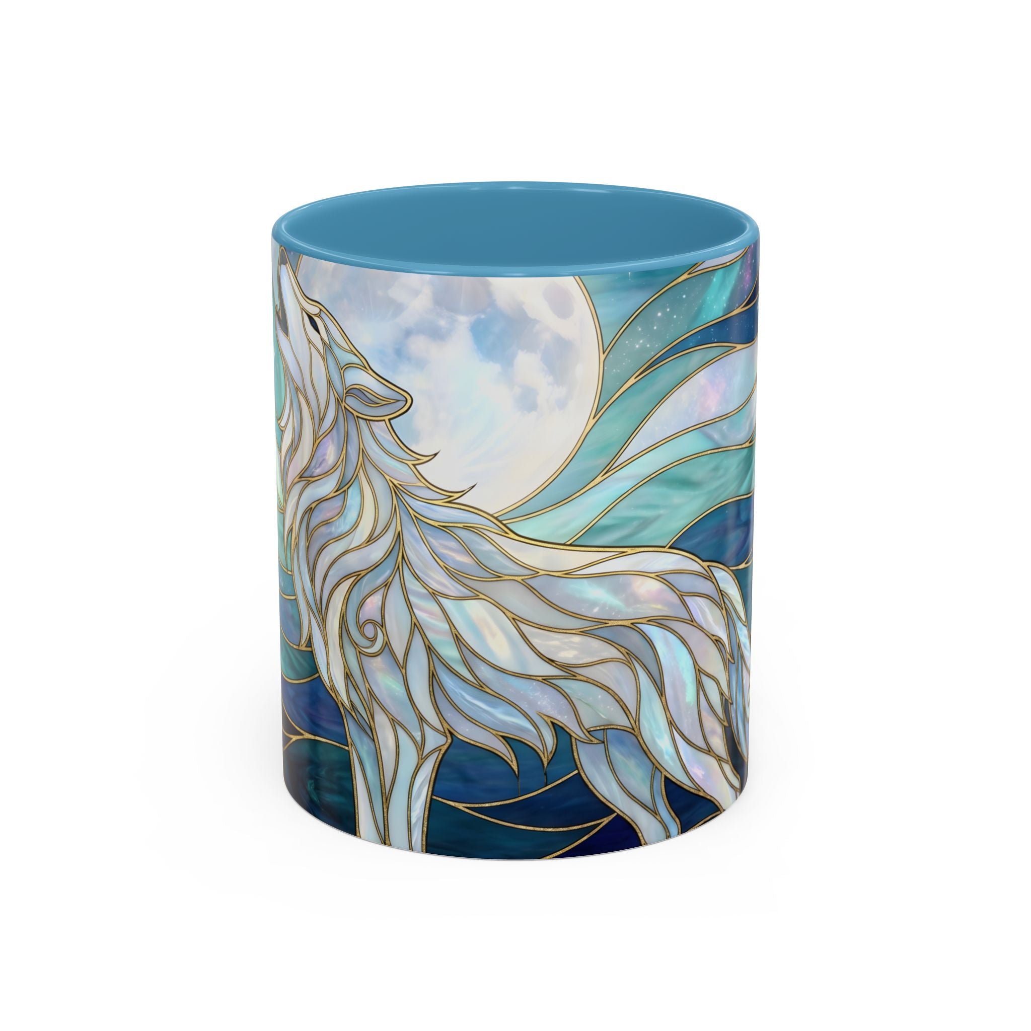 Moonlit Wolf Stained Glass Style Mug