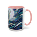 Celestial Blue Wolf Stained Glass Style Mug