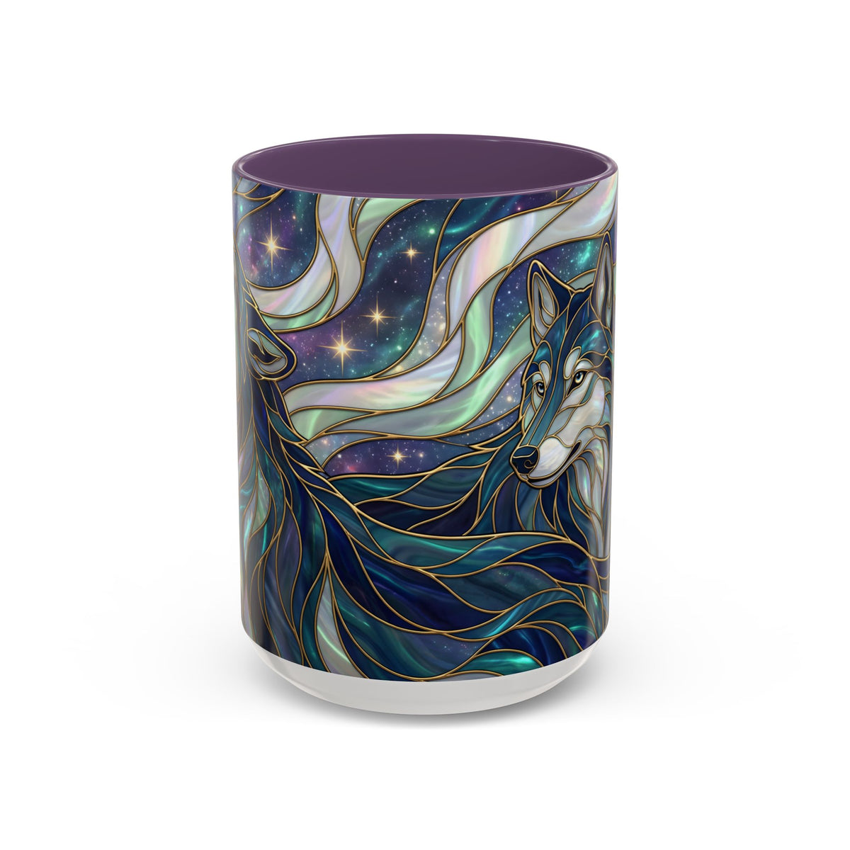 Starlight Wolf Stained Glass Style Mug