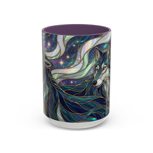 Starlight Wolf Stained Glass Style Mug