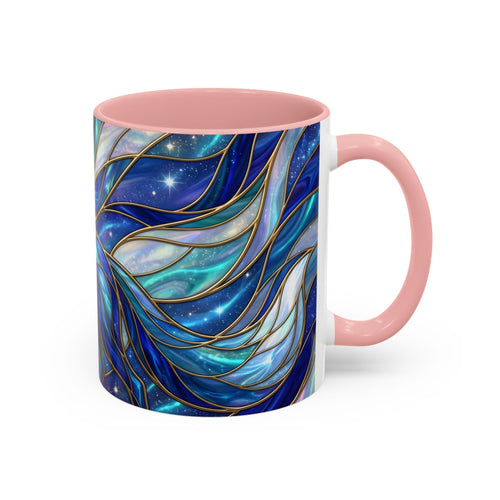 Blue Glow Fox Stained Glass Style Mug
