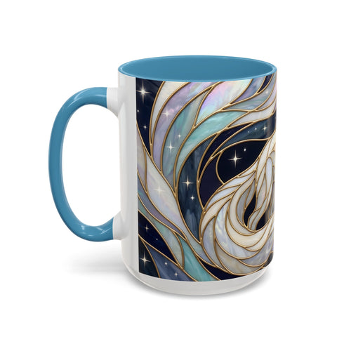 Starlit Arctic Fox Stained Glass Style Mug