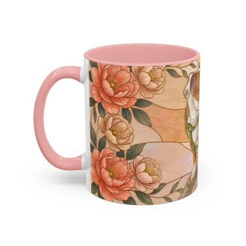 Custom Pet Photo Floral Stained Glass Style Mug