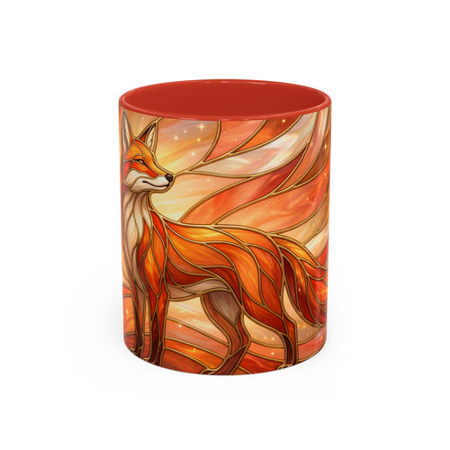 Orange Glow Fox Stained Glass Style Mug