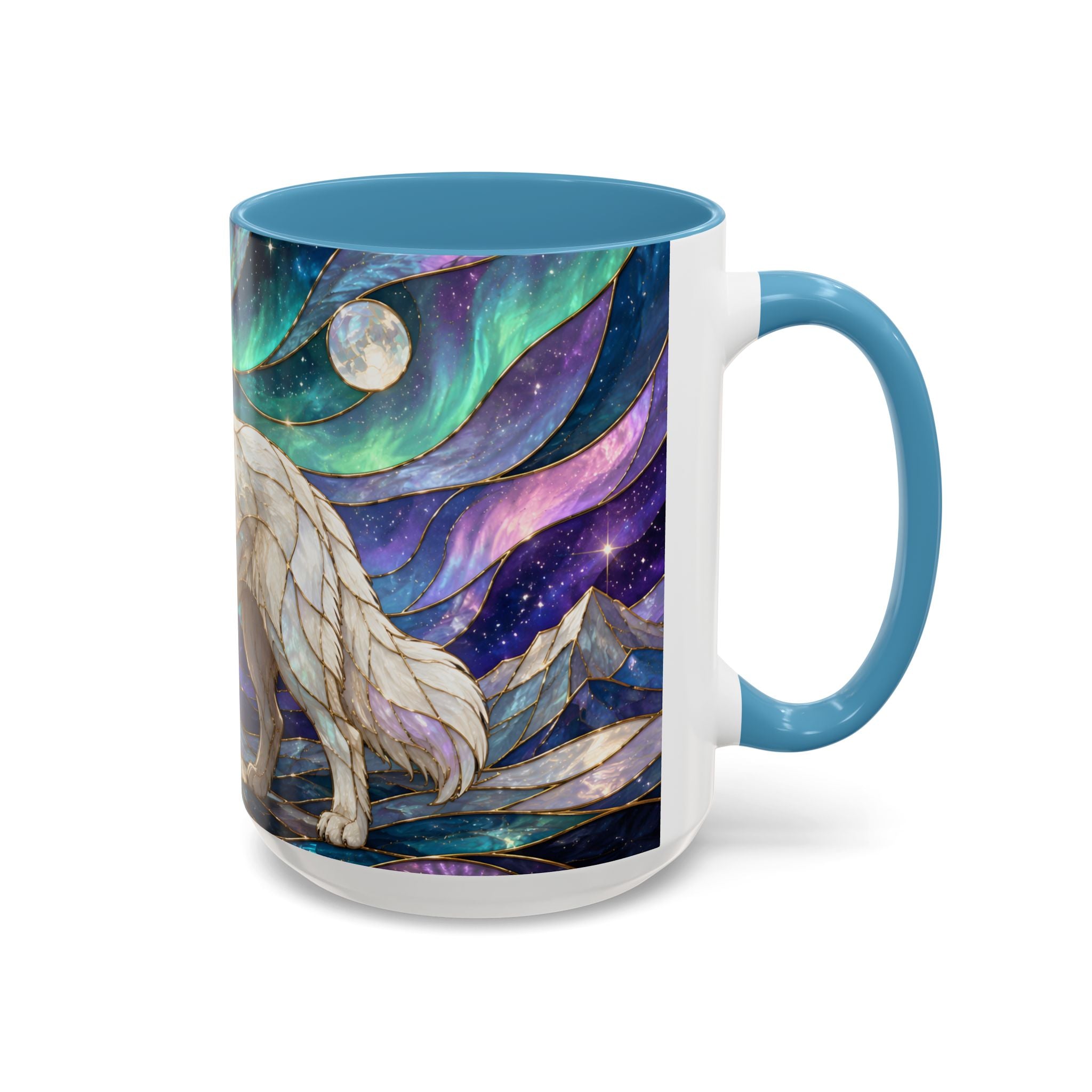 Aurora Peaks Great Pyrenees Stained Glass Style Mug