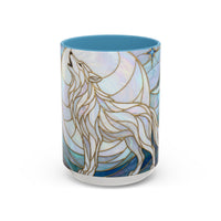 Pearl White Wolf Stained Glass Style Mug