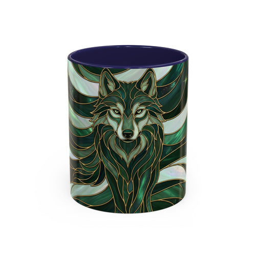 Jade Wolf Stained Glass Style Mug