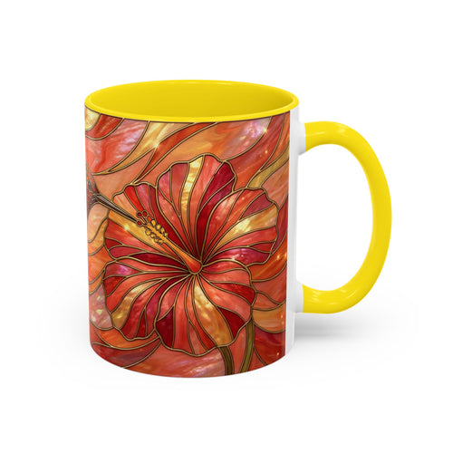 Hibiscus Glow Hummingbird Stained Glass Style Mug