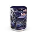 Night Sakura Wolf Stained Glass Style Wolf Coffee Mug