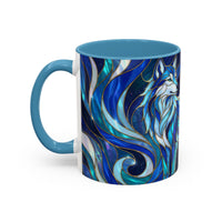 Cobalt Wolf Stained Glass Style Mug