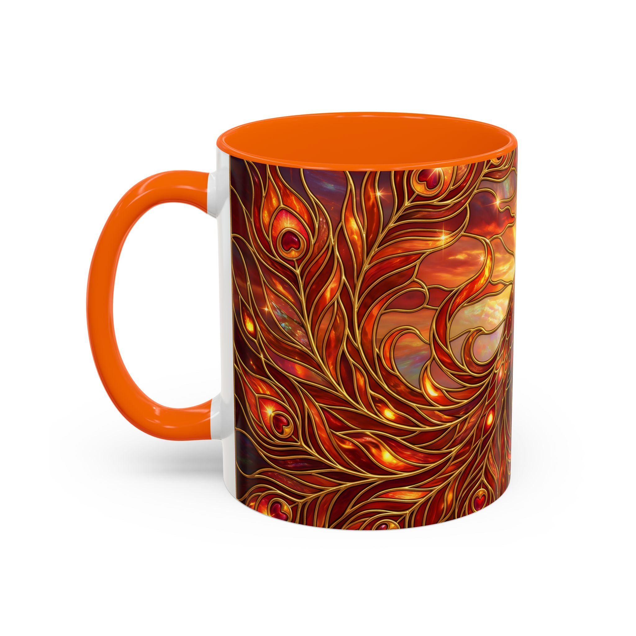 Sunset Peacock Stained Glass Style Mug