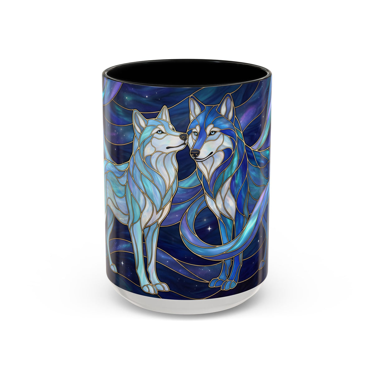 Wolf Kiss Stained Glass Style Mug