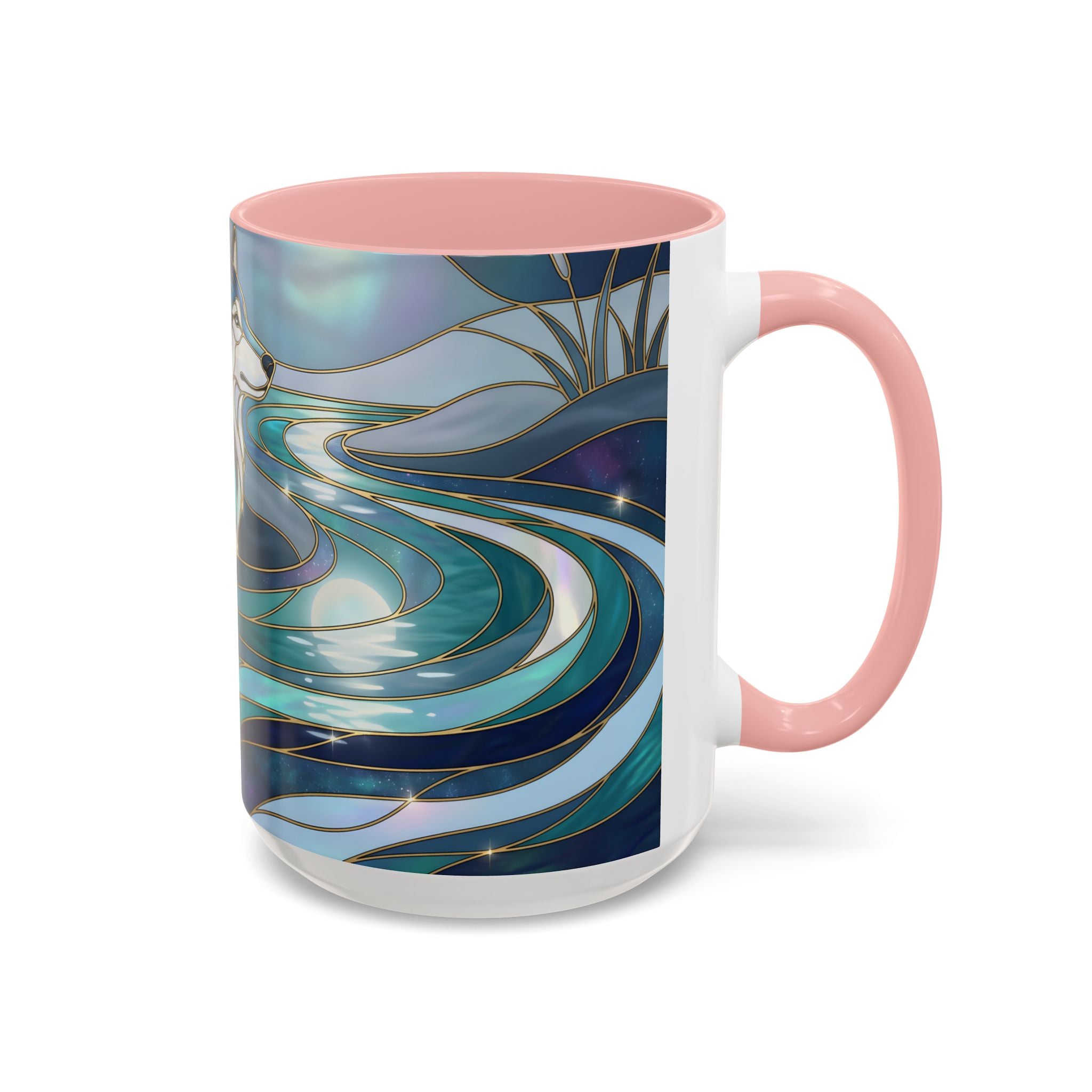 River Moon Wolf Stained Glass Style Mug