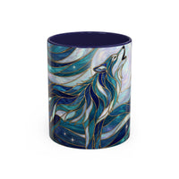 Celestial Blue Wolf Stained Glass Style Mug